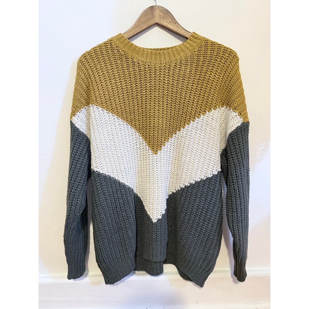 She + Sky Womens Chunky Knit Chevron‎ Over Sized Sweater, One Size
